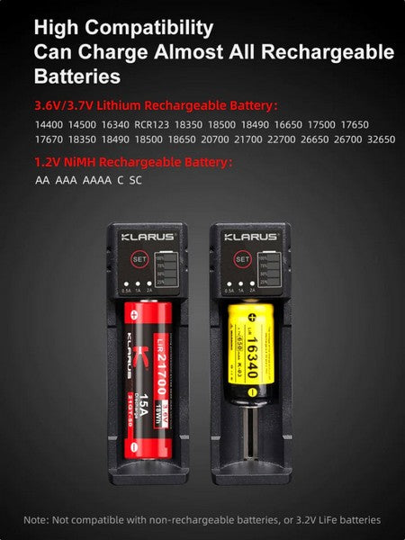 KLARUS - Chargeur de Batterie K2 Li-Ion, NiCd, NiMH, LiFe - Safe Zone  Airsoft