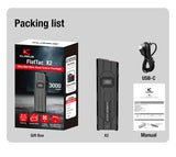 Lampe de poche tactique Klarus X2 - 3000 Lumens Ultra-Plate Format Poche - USB-C