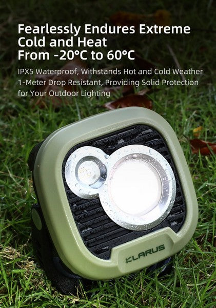 Lanterne KLARUS WL3 Khaki 1500 Lumens - Rechargeable Powerbank - LED Verte