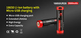 Batterie Klarus 18650UR26 Li-ion 2600mAh rechargeable Micro USB intégré