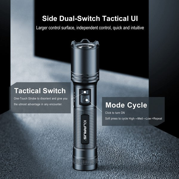 YAKEDA - Lampe tactique de poche 1100 lumens avec prise USB-C