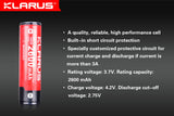 Batterie Klarus 18650 Li-ion 2600mAh