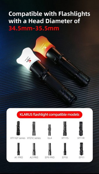 Diffuseur trépied orange souple Klarus KTW-5 - XT11GT / XT21C / GL4 / XT11S / XT11R / A1 PRO / A2 PRO
