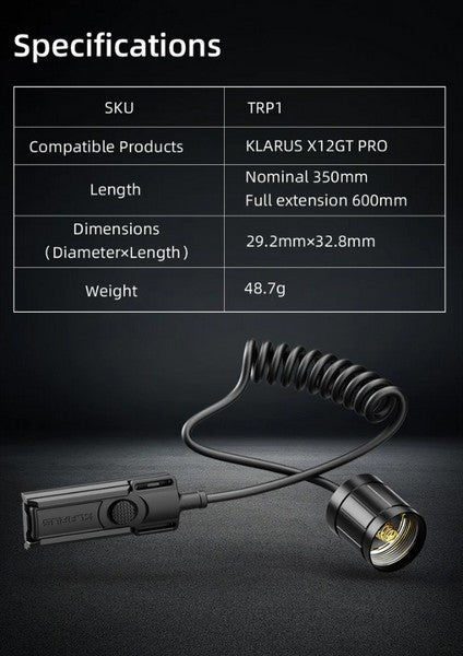 Interrupteur tactique Klarus TRP1 pour lampe XT12GT PRO et XT21X PRO