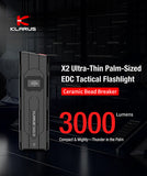 Lampe de poche tactique Klarus X2 - 3000 Lumens Ultra-Plate Format Poche - USB-C