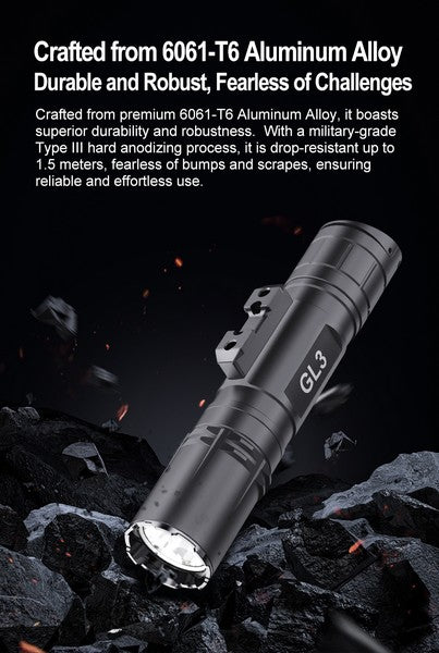 Lampe Torche Klarus GL3 - 2100 Lumens – Rechargeable + Montage M-LOK + Interrupteur déporté