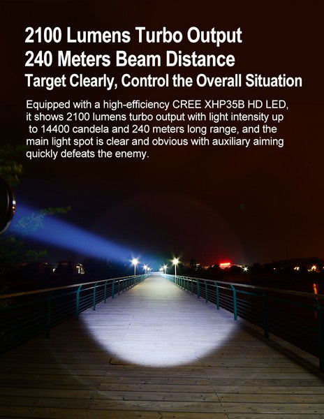 Lampe Torche Klarus GL3 - 2100 Lumens – Rechargeable + Montage M-LOK + Interrupteur déporté