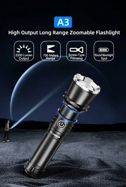 Lampe Torche Rechargeable Klarus A3 – 2200 Lumens – Focus réglable