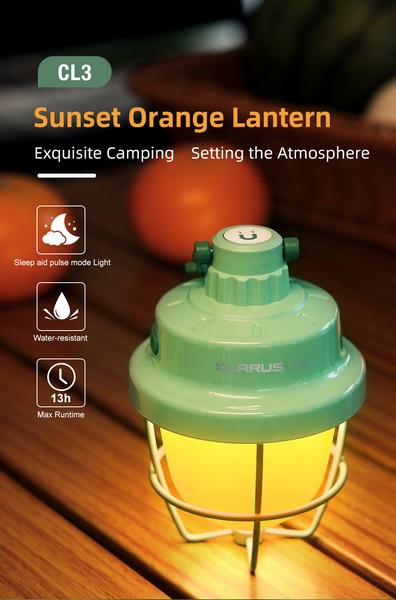Lanterne de camping compacte - Klarus CL3 Verte – 280 Lumens – Rechargeable