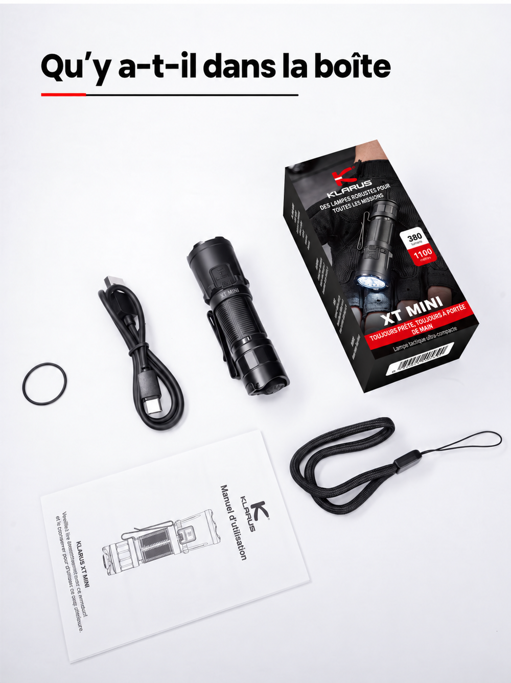 Klarus XT Mini - Lampe tactique compacte à double interrupteur arrière