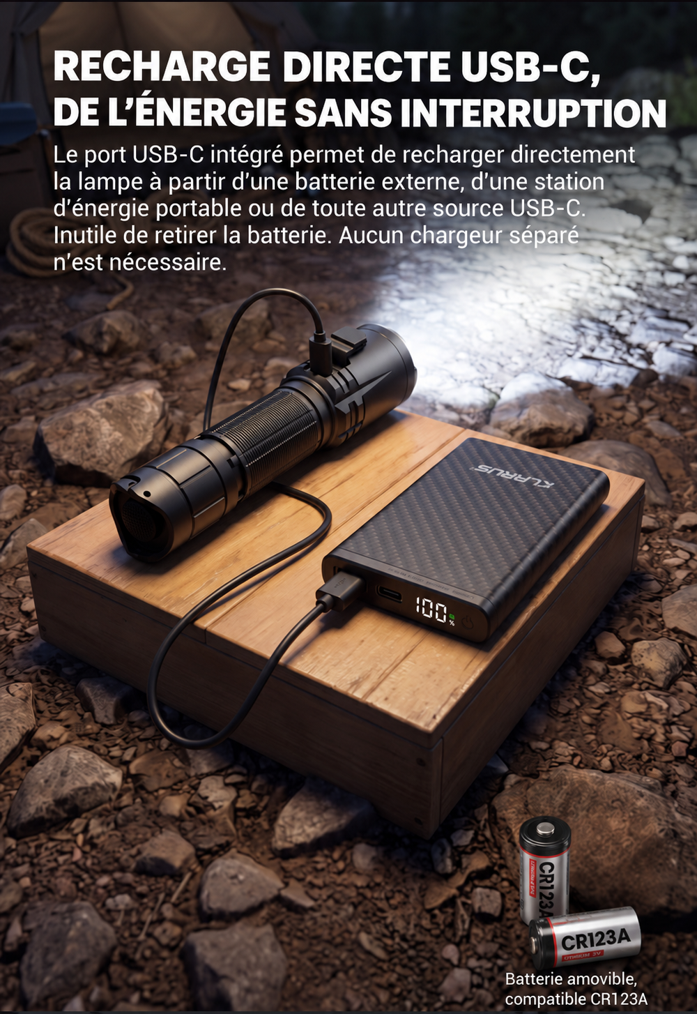 Klarus XT12R - Lampe tactique longue portée à double interrupteur arrière
