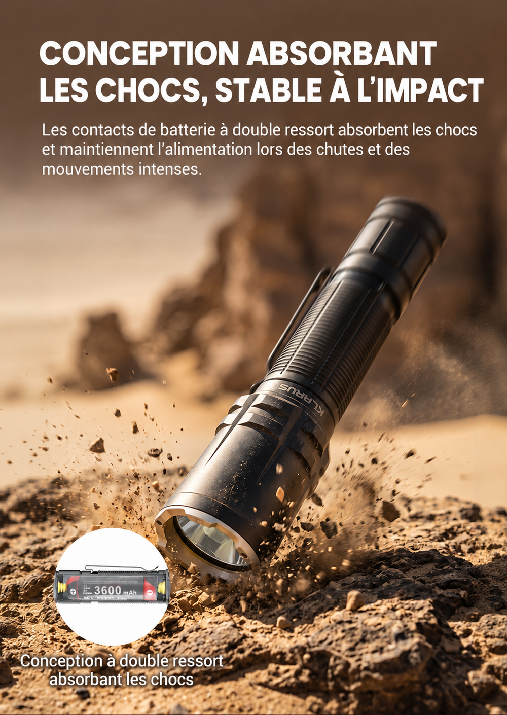 Klarus XT12R - Lampe tactique longue portée à double interrupteur arrière