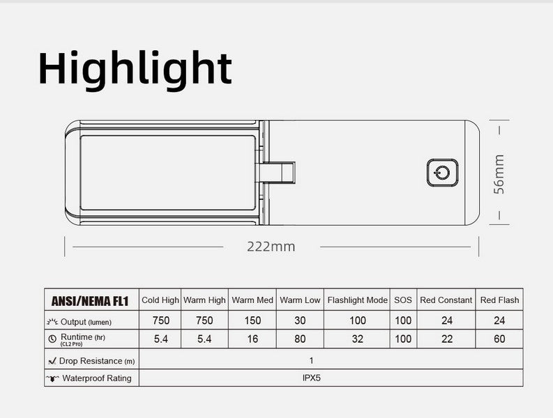 Lanterne Klarus CL2 PRO 750 Lumens - Rechargeable et Powerbank