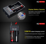 Chargeur Klarus K2 USB pour batteries Li-ion / IMR / Ni-Cd et LiFePO4 + 2 batteries