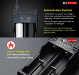 Chargeur Klarus K2 USB pour batteries Li-ion / IMR / Ni-Cd et LiFePO4 + 2 batteries