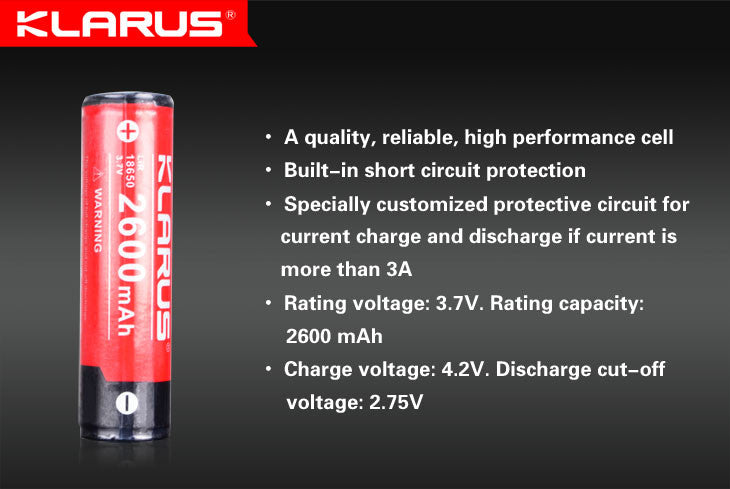Batterie Klarus 18650 Li-ion 2600mAh
