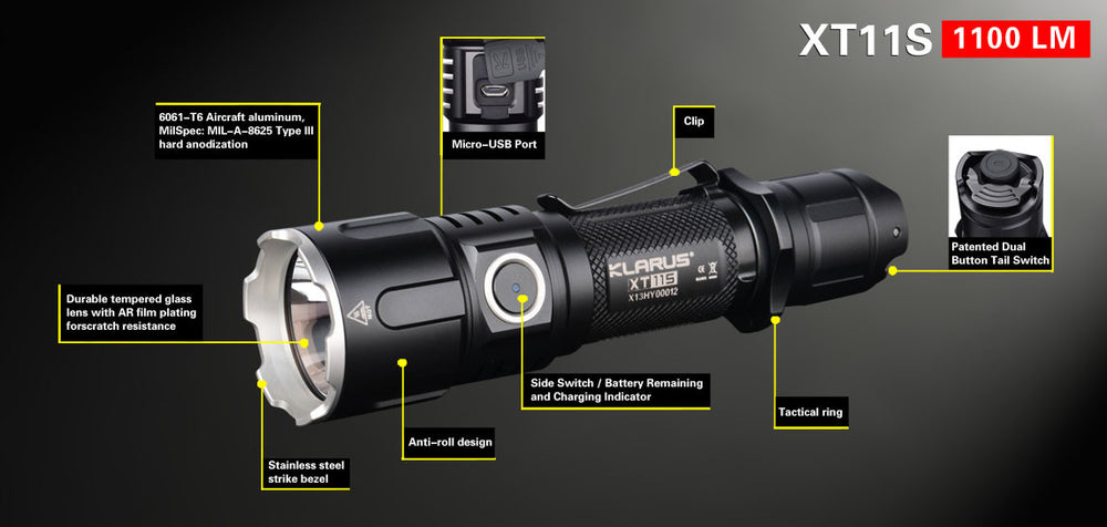 Lampe tactique Klarus XT11S 1100Lumens rechargeable